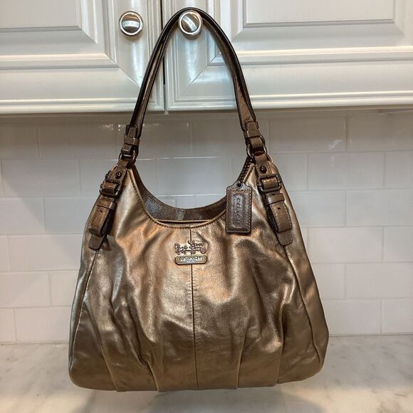Coach Maggie Madison Metallic Leather Hobo Shoulder Bag HTF - Picture 1 of 16
